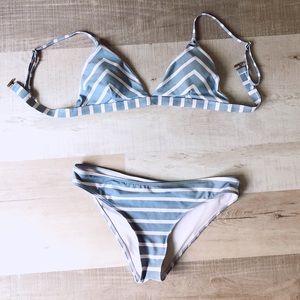 Zaful light blue striped bikini
